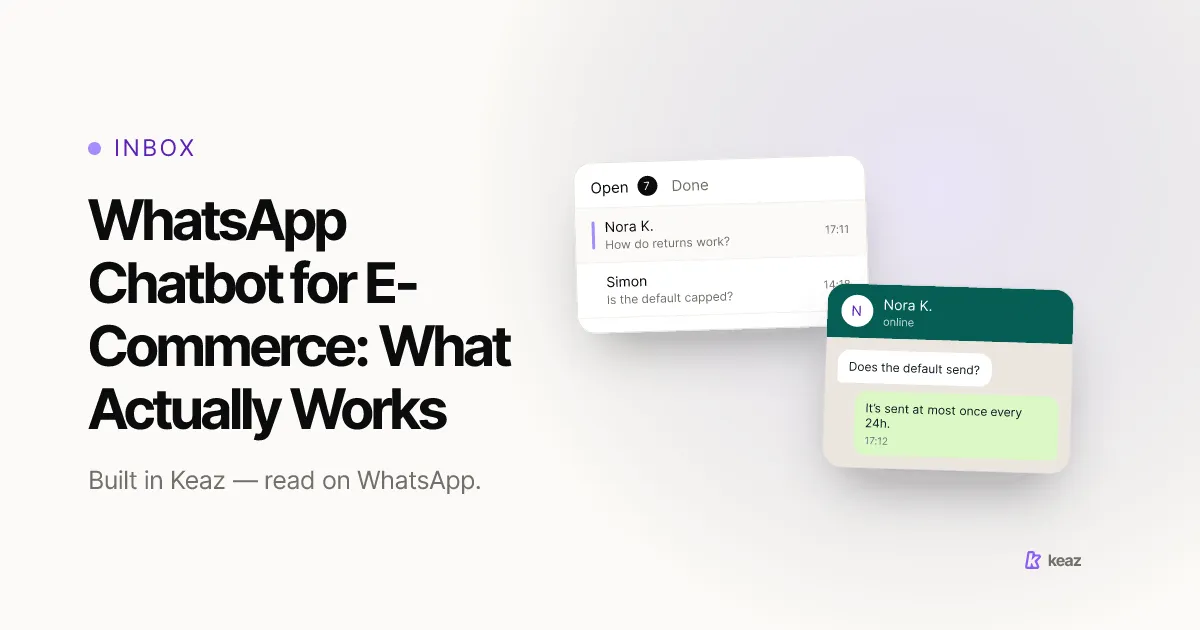 Keaz cover: what a WhatsApp chatbot can and cannot answer in a Shopify store